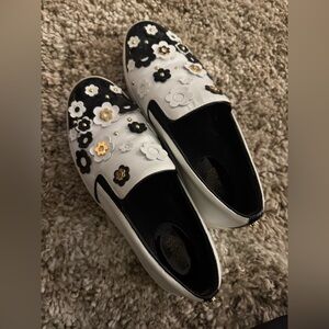 Michael Kors Black and White Floral Flats